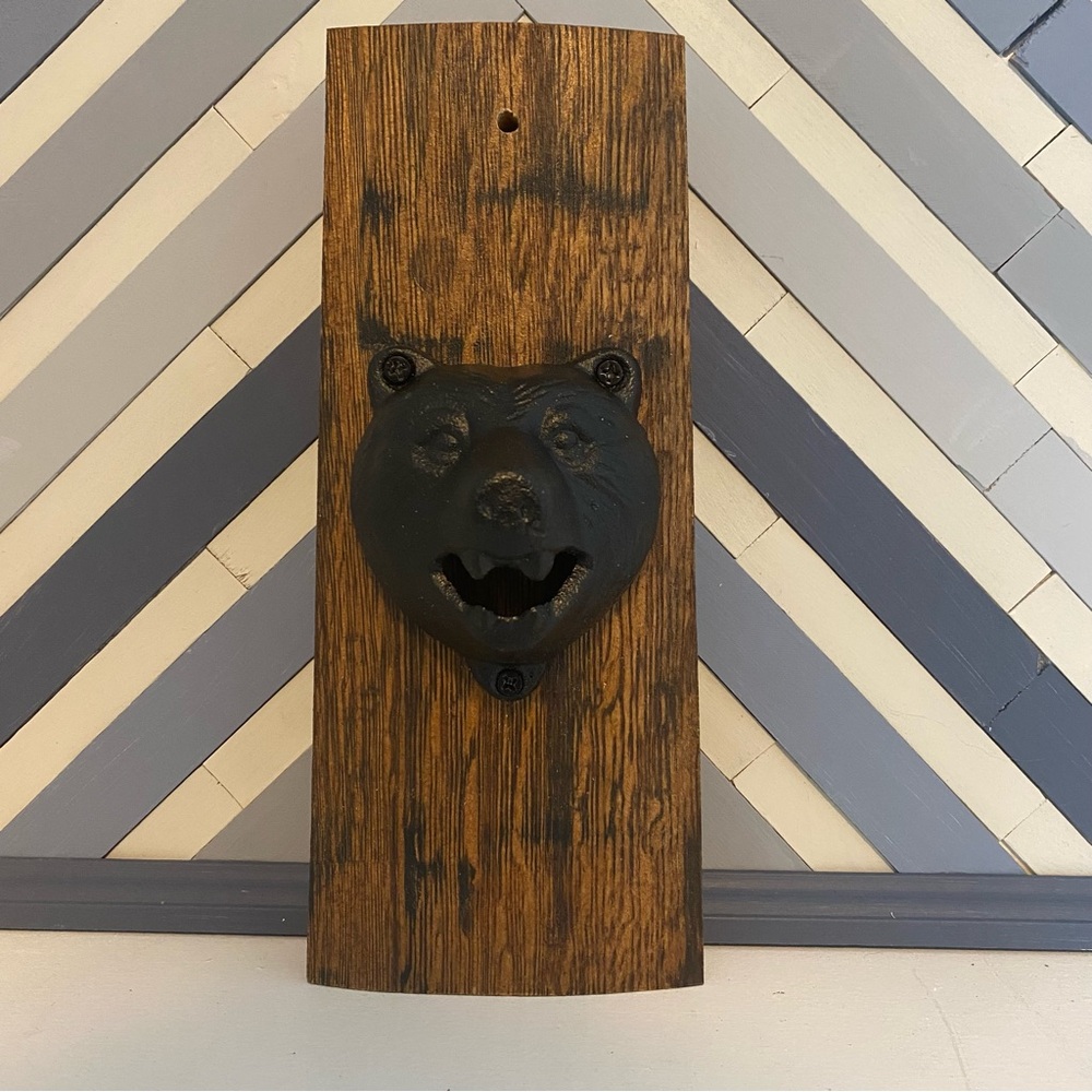 Bourbon barrel bottle opener